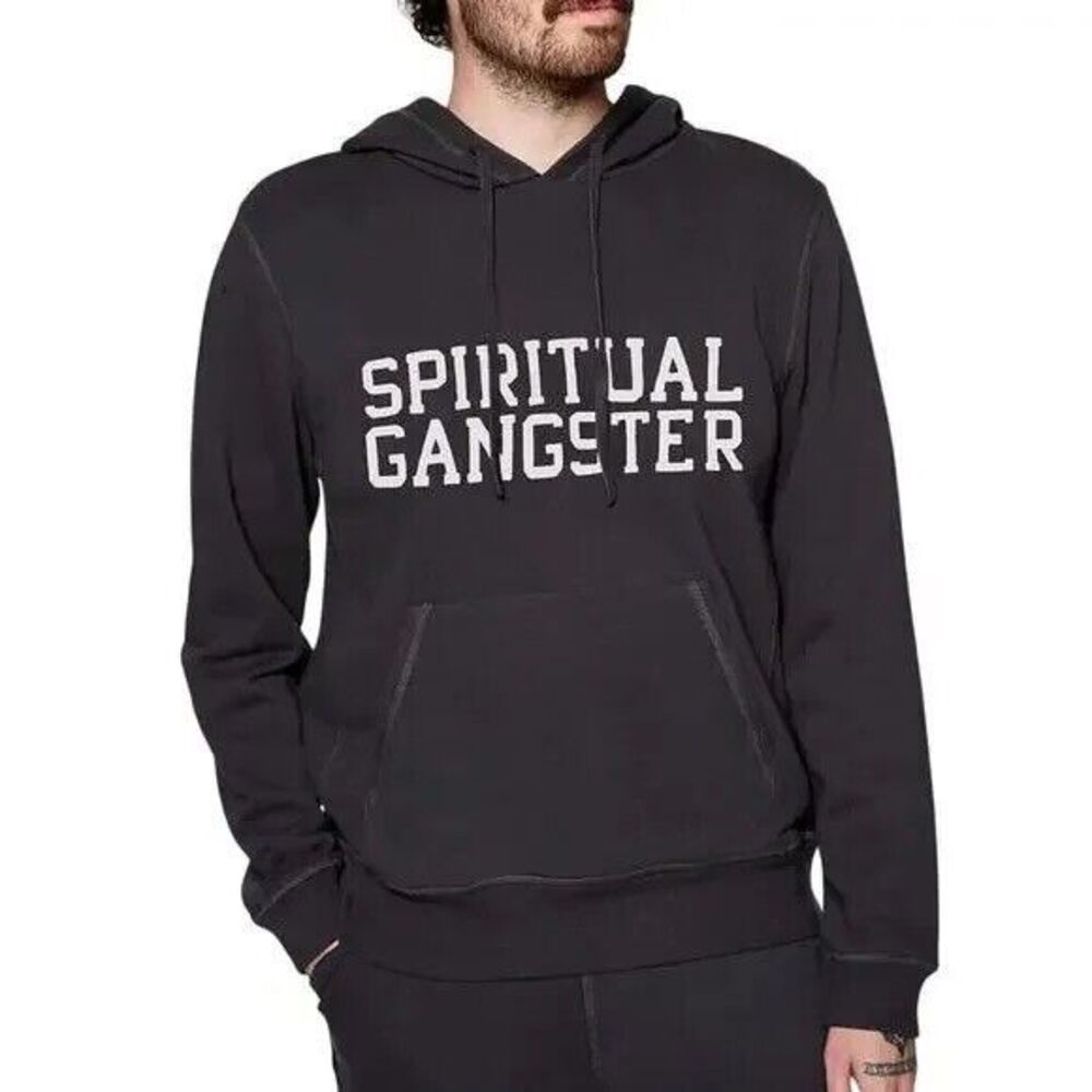 SPIRTUAL GANGSTER Mens Classic Hoodie Sweatshirt S Vintage Black NWT Varsity B23